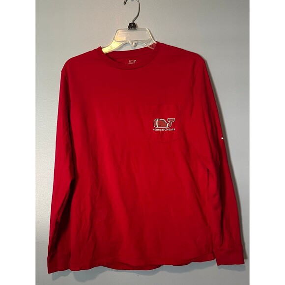 Vineyard Vines long sleeve red football texture whale size Small - Picture 1 of 6
